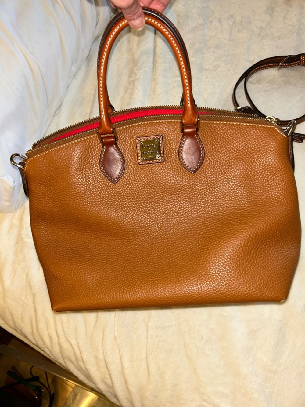 Dooney & Bourke Cognac Pebbled Leather Satchel